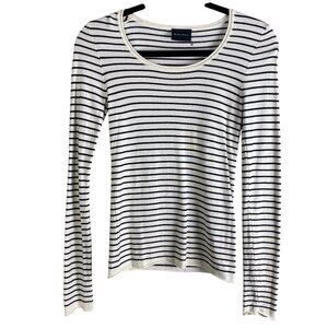 Miou Muse Striped Long Sleeve Knit Top Sz S Cream Black French Girl Roll Neck